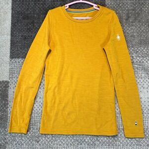 Smartwool Kids Youth Small Merino Wool Long Sleeve Base Layer Top Mustard Yellow